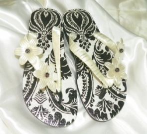 Chinelo decorado com Decoupage Flor